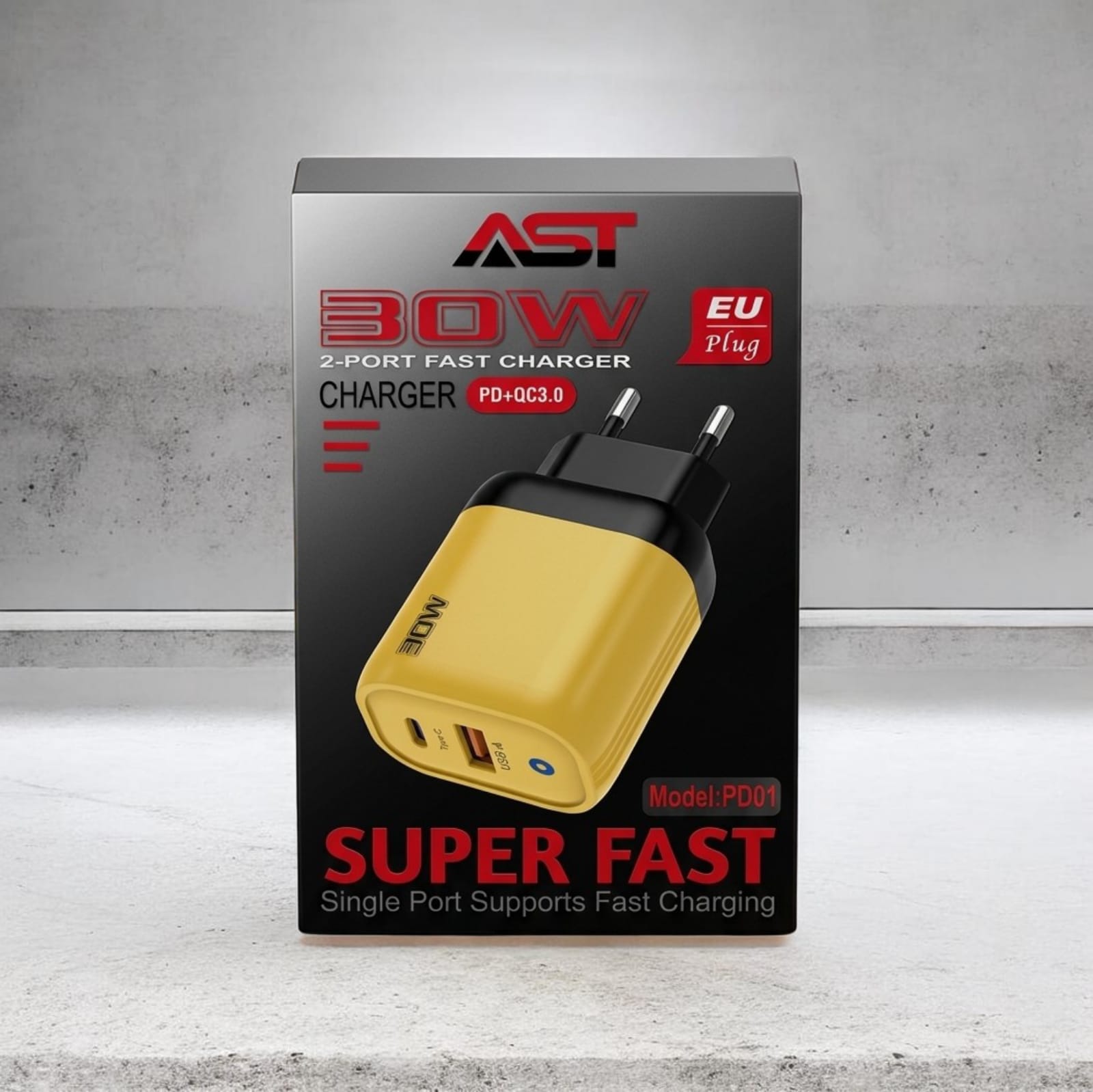 30W Super Fast Charger – Dual Port PD & QC 3.0 Fast Charging Adapter with EU Plug for Android & Type-C Devices